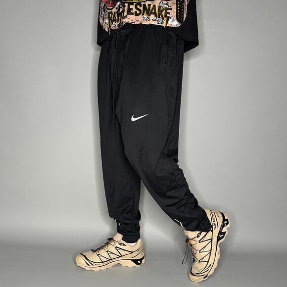 Nike Other - Vintage Y2K Nike Track Pants Mens 2XL Black White Swoosh Dri Fit Zippers Joggers